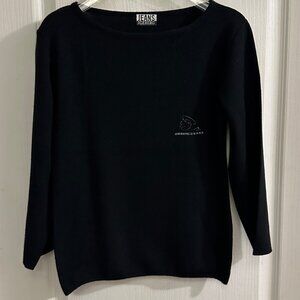 Vintage Iceberg Jeans Women Black Wool Blend 3/4 Sleeve Sweater Size Medium